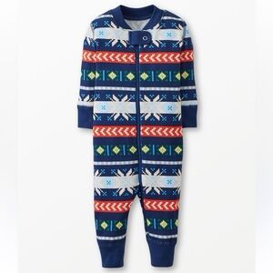NWT Hanna Andersson Scandi Navy Snowflake Fair Isle Zipper 60 3-6 Months Sleeper